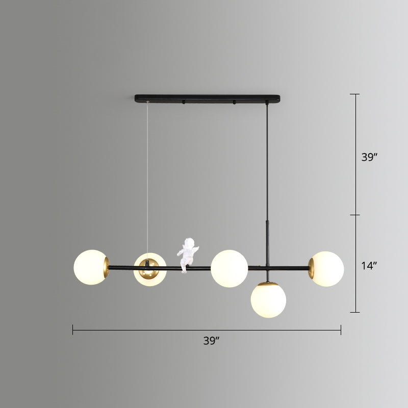 Modo Island Light Postmodern Glass 5-Light Suspended Lighting Fixture for Restaurant Clearhalo 'Ceiling Lights' 'Island Lights' Lighting' 2467408