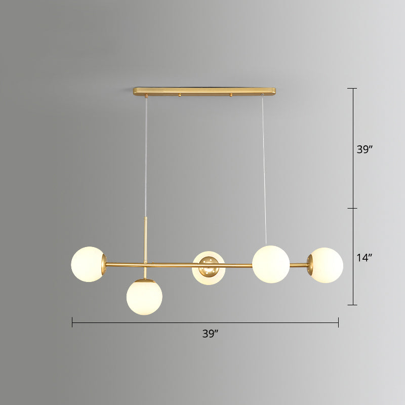 Modo Island Light Postmodern Glass 5-Light Suspended Lighting Fixture for Restaurant Clearhalo 'Ceiling Lights' 'Island Lights' Lighting' 2467411
