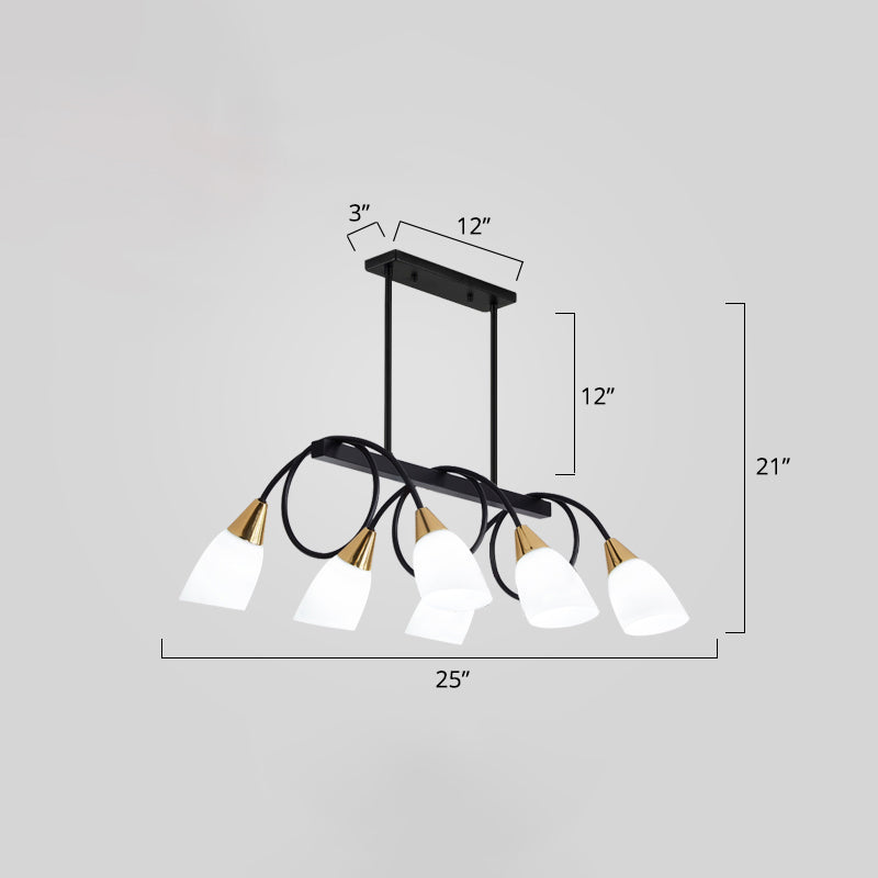 White Glass Tulip Suspension Light Modernist Island Ceiling Light for Dining Room Clearhalo 'Ceiling Lights' 'Island Lights' Lighting' 2467618