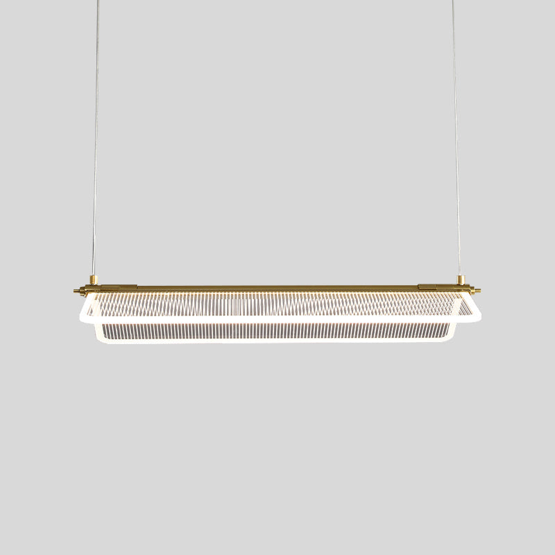 Folding Island Light Minimalistic Acrylic Dining Room Suspension Pendant Light in Gold Gold 31.5" Rectangle Clearhalo 'Ceiling Lights' 'Island Lights' Lighting' 2467621