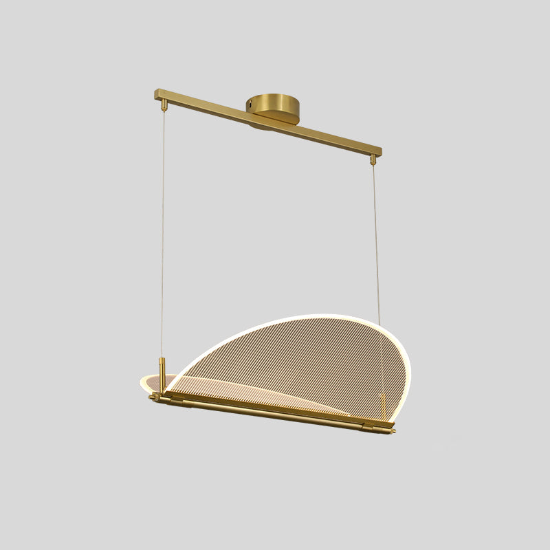 Folding Island Light Minimalistic Acrylic Dining Room Suspension Pendant Light in Gold Gold Round Clearhalo 'Ceiling Lights' 'Island Lights' Lighting' 2467626