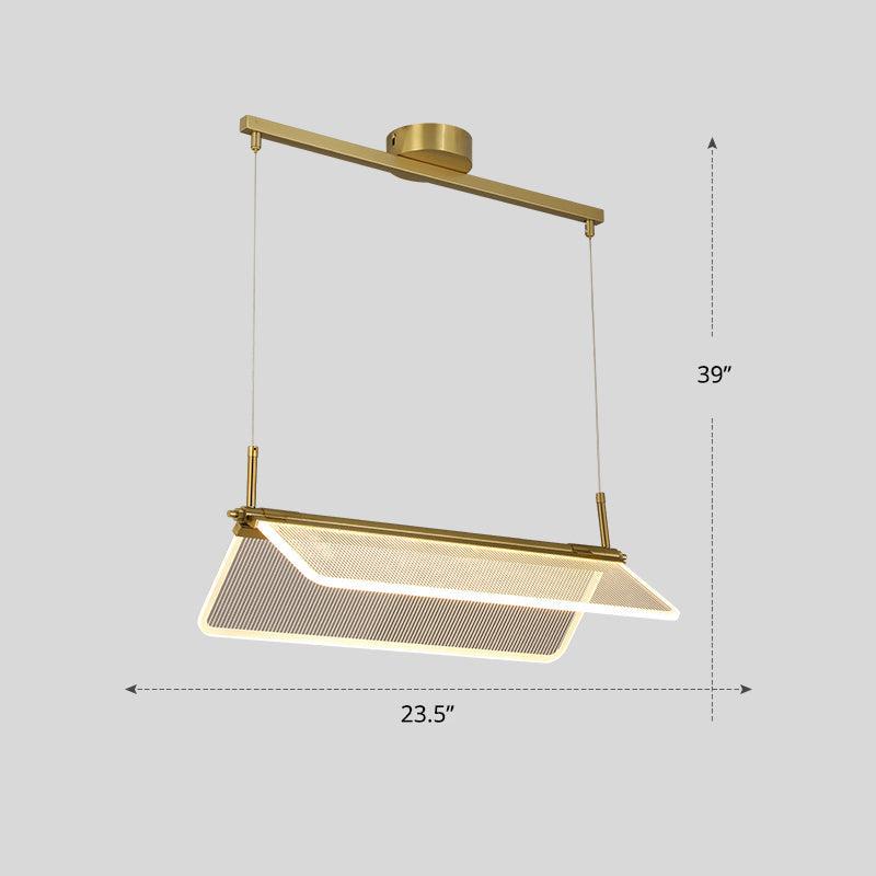 Folding Island Light Minimalistic Acrylic Dining Room Suspension Pendant Light in Gold Clearhalo 'Ceiling Lights' 'Island Lights' Lighting' 2467630