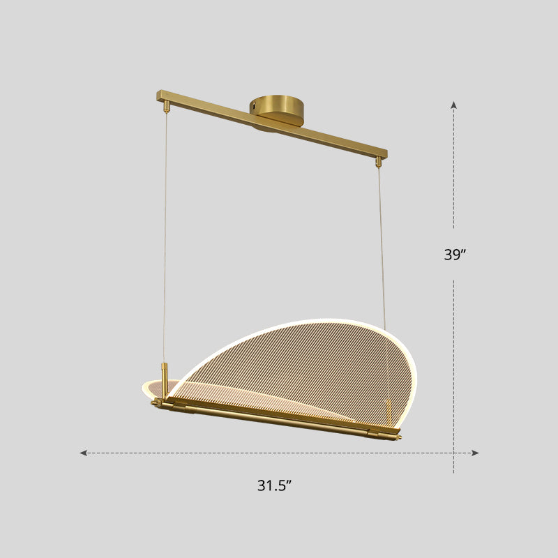 Folding Island Light Minimalistic Acrylic Dining Room Suspension Pendant Light in Gold Clearhalo 'Ceiling Lights' 'Island Lights' Lighting' 2467633