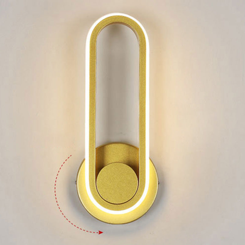 Rotatable Oblong Wall Mount Lamp Nordic Metal LED Sconce Wall Lighting for Bedroom Gold Third Gear Clearhalo 'Cast Iron' 'Glass' 'Industrial' 'Modern wall lights' 'Modern' 'Tiffany' 'Traditional wall lights' 'Wall Lamps & Sconces' 'Wall Lights' Lighting' 2467693