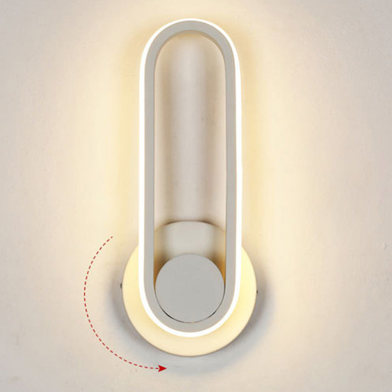 Rotatable Oblong Wall Mount Lamp Nordic Metal LED Sconce Wall Lighting for Bedroom White Third Gear Clearhalo 'Cast Iron' 'Glass' 'Industrial' 'Modern wall lights' 'Modern' 'Tiffany' 'Traditional wall lights' 'Wall Lamps & Sconces' 'Wall Lights' Lighting' 2467701