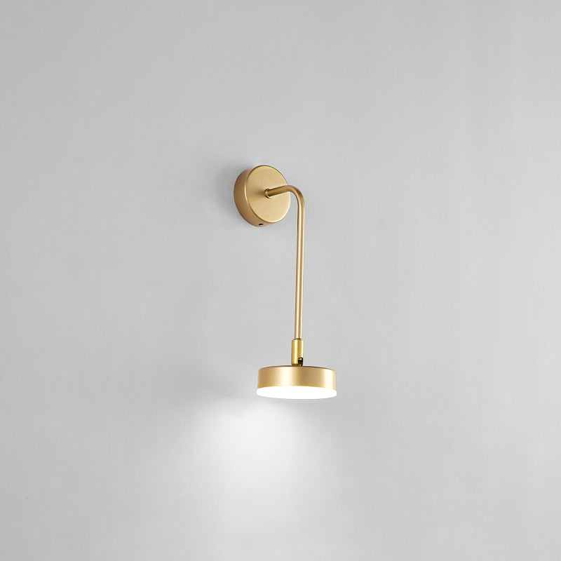 Round Metal LED Sconce Lighting Simple Style Golden Wall Mounted Lamp for Bedroom Gold White Down Clearhalo 'Cast Iron' 'Glass' 'Industrial' 'Modern wall lights' 'Modern' 'Tiffany' 'Traditional wall lights' 'Wall Lamps & Sconces' 'Wall Lights' Lighting' 2467751