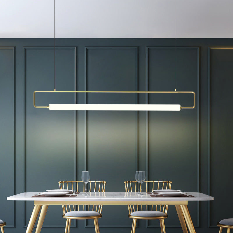 Metal Rectangle over Island Lighting Modern LED Ceiling Suspension Lamp over Dining Table Clearhalo 'Ceiling Lights' 'Island Lights' Lighting' 2467834