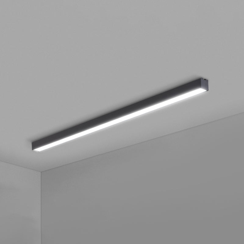Rectangular Flush Mount Recessed Lighting Modern Aluminum Office Ceiling Light in Black Black Small 47.5" Clearhalo 'Ceiling Lights' 'Close To Ceiling Lights' 'Close to ceiling' 'Flush mount' Lighting' 2467850