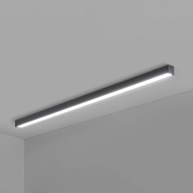 Rectangular Flush Mount Recessed Lighting Modern Aluminum Office Ceiling Light in Black Black Small 59" Clearhalo 'Ceiling Lights' 'Close To Ceiling Lights' 'Close to ceiling' 'Flush mount' Lighting' 2467852
