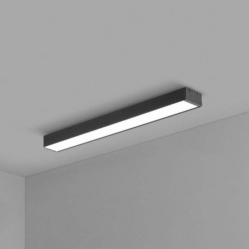Rectangular Flush Mount Recessed Lighting Modern Aluminum Office Ceiling Light in Black Black Medium 35.5" Clearhalo 'Ceiling Lights' 'Close To Ceiling Lights' 'Close to ceiling' 'Flush mount' Lighting' 2467856
