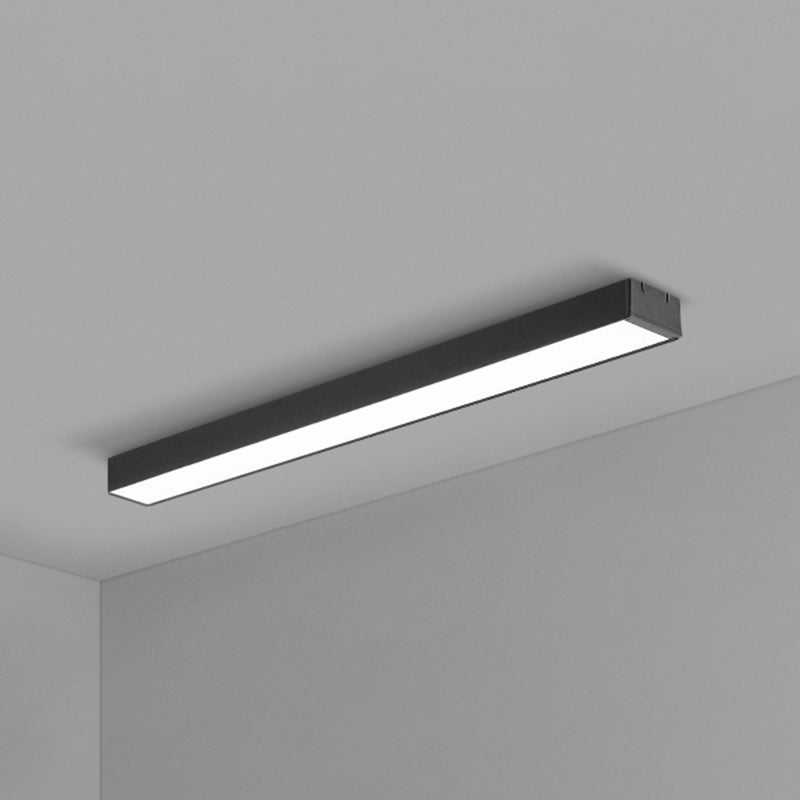 Rectangular Flush Mount Recessed Lighting Modern Aluminum Office Ceiling Light in Black Black Medium 47.5" Clearhalo 'Ceiling Lights' 'Close To Ceiling Lights' 'Close to ceiling' 'Flush mount' Lighting' 2467857