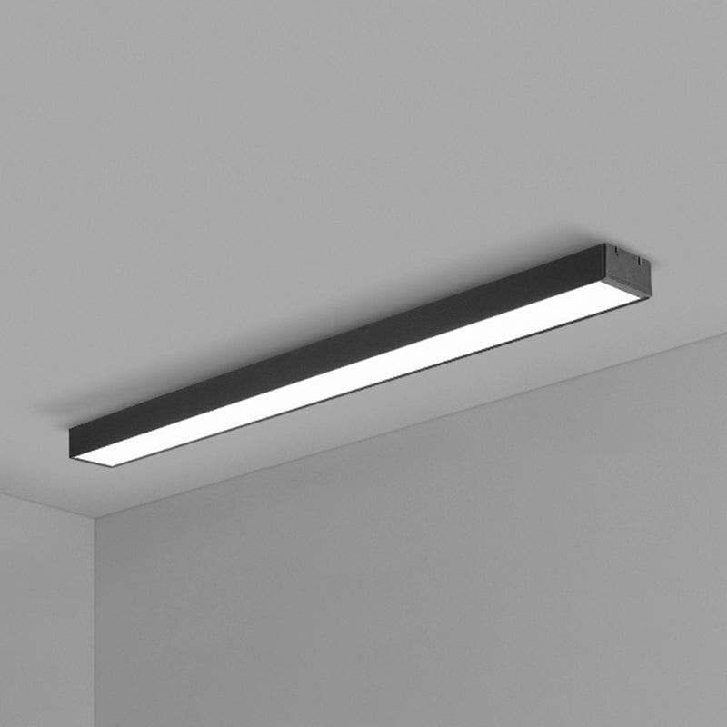 Rectangular Flush Mount Recessed Lighting Modern Aluminum Office Ceiling Light in Black Black Medium 59" Clearhalo 'Ceiling Lights' 'Close To Ceiling Lights' 'Close to ceiling' 'Flush mount' Lighting' 2467858