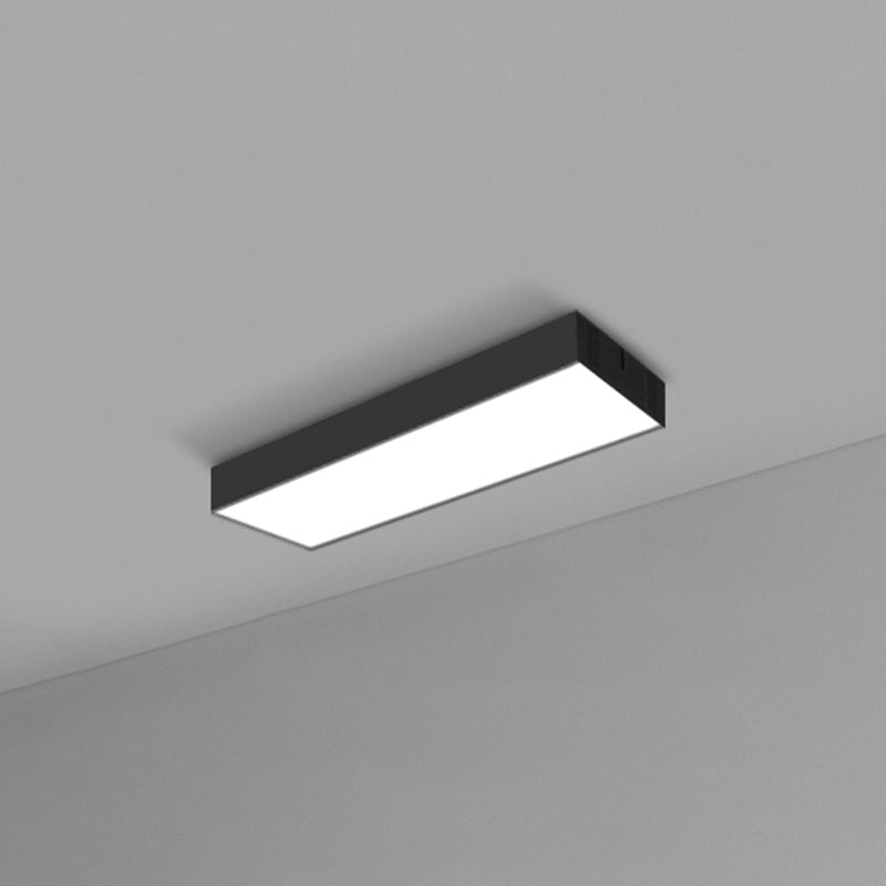 Rectangular Flush Mount Recessed Lighting Modern Aluminum Office Ceiling Light in Black Black Large 23.5" Clearhalo 'Ceiling Lights' 'Close To Ceiling Lights' 'Close to ceiling' 'Flush mount' Lighting' 2467859