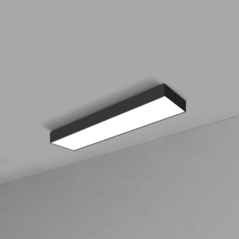 Rectangular Flush Mount Recessed Lighting Modern Aluminum Office Ceiling Light in Black Black Large 35.5" Clearhalo 'Ceiling Lights' 'Close To Ceiling Lights' 'Close to ceiling' 'Flush mount' Lighting' 2467860