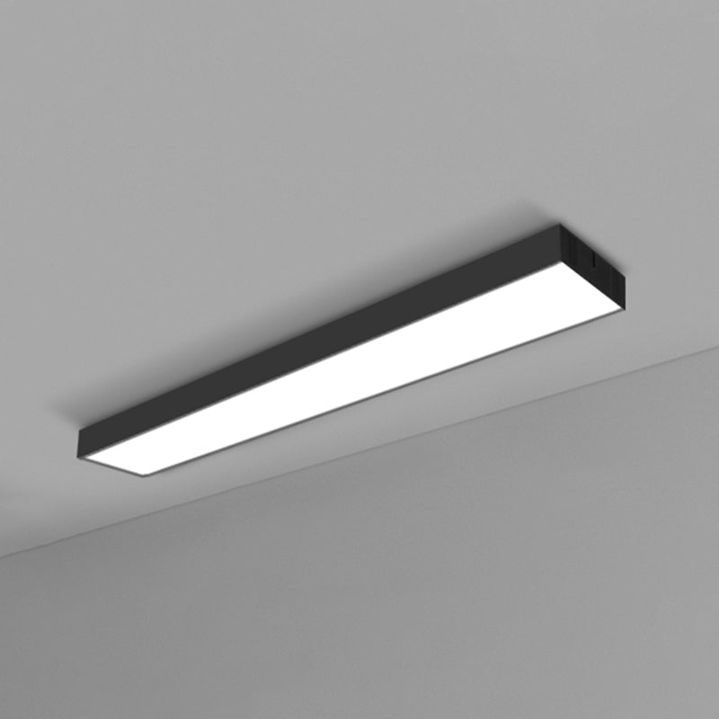 Rectangular Flush Mount Recessed Lighting Modern Aluminum Office Ceiling Light in Black Black Large 59" Clearhalo 'Ceiling Lights' 'Close To Ceiling Lights' 'Close to ceiling' 'Flush mount' Lighting' 2467862