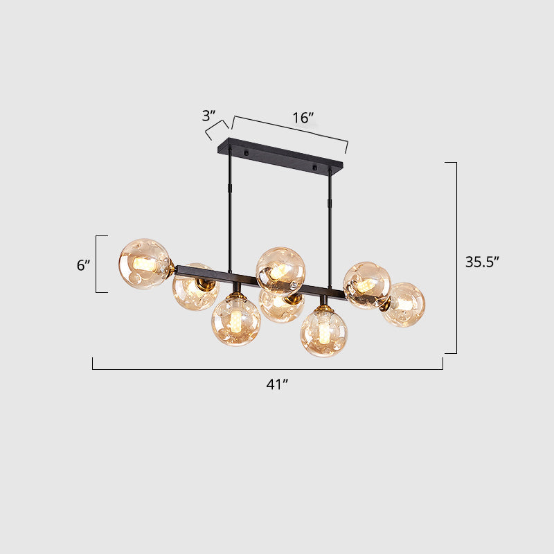 Ball Hand-Blown Dimpled Glass Island Lamp Postmodern Pendant Lighting for Restaurant Clearhalo 'Ceiling Lights' 'Island Lights' Lighting' 2468176