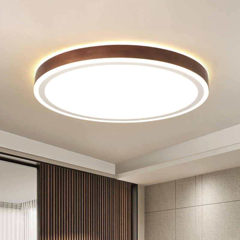Brown Geometric Flush Ceiling Light Minimalist LED Wooden Flushmount Lighting for Bedroom Brown Clearhalo 'Ceiling Lights' 'Close To Ceiling Lights' 'Close to ceiling' 'Flush mount' Lighting' 2468265