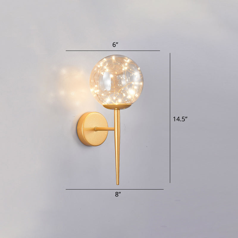Living Room LED Sconce Lamp Nordic Starry Wall Light Fixture with Ball Glass Shade Clearhalo 'Cast Iron' 'Glass' 'Industrial' 'Modern wall lights' 'Modern' 'Tiffany' 'Traditional wall lights' 'Wall Lamps & Sconces' 'Wall Lights' Lighting' 2468301