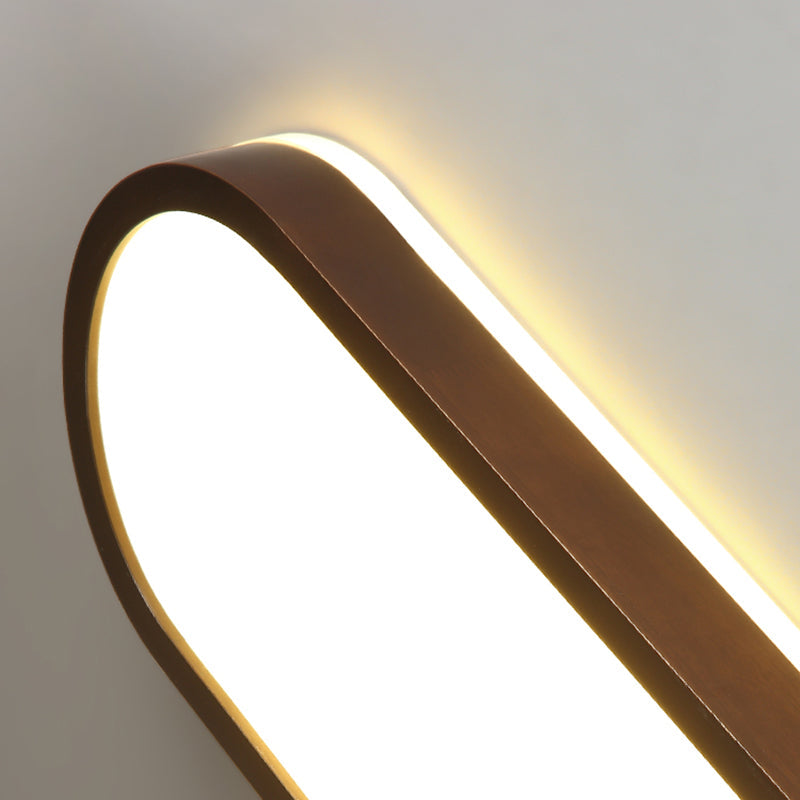 Oblong Surface Mounted Led Ceiling Light Simplicity Wooden Brown Flush Mount Light for Aisle Clearhalo 'Ceiling Lights' 'Close To Ceiling Lights' 'Close to ceiling' 'Flush mount' Lighting' 2468456