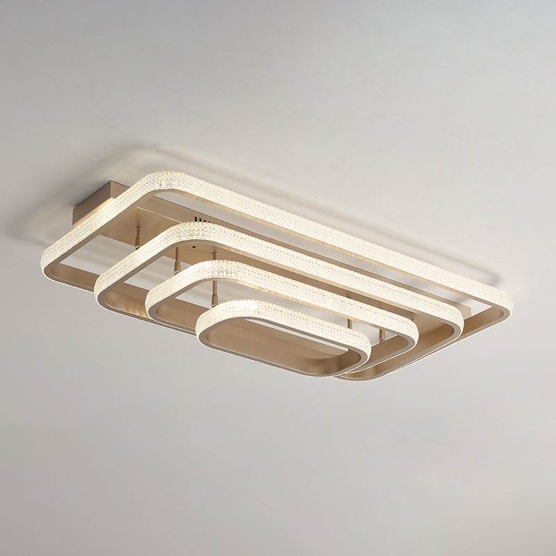 Champagne Loop Shaped Flush Mount Light Modern Metal Semi Flush Mounted Ceiling LED Light Champagne 41" Rectangle Clearhalo 'Ceiling Lights' 'Close To Ceiling Lights' 'Close to ceiling' Lighting' 2468567