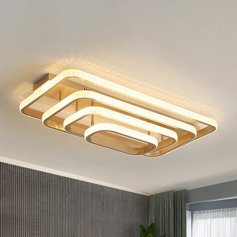 Champagne Loop Shaped Flush Mount Light Modern Metal Semi Flush Mounted Ceiling LED Light Clearhalo 'Ceiling Lights' 'Close To Ceiling Lights' 'Close to ceiling' Lighting' 2468573