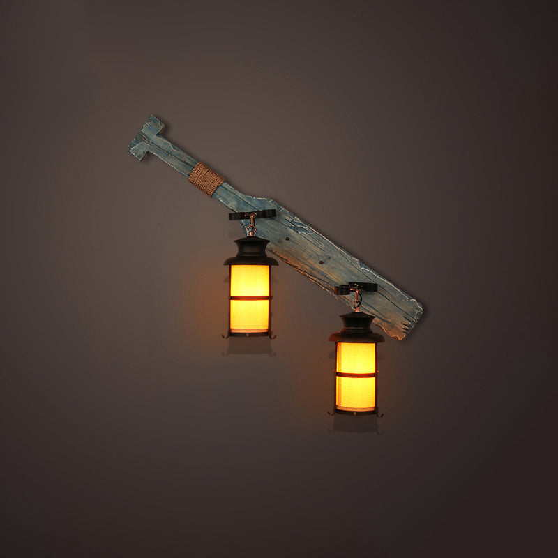 Nautical Geometrical Wall Lamp Wooden Wall Mount Lighting Fixture for Living Room Distressed Wood Linear Canopy Clearhalo 'Industrial wall lights' 'Industrial' 'Middle century wall lights' 'Rustic wall lights' 'Tiffany' 'Wall Lamps & Sconces' 'Wall Lights' Lighting' 2468595