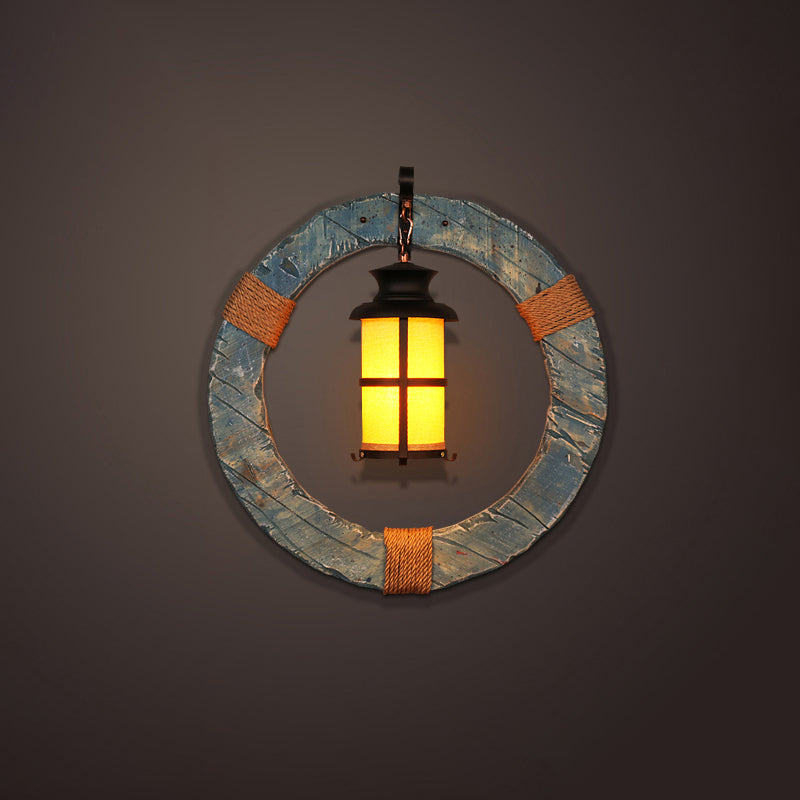 Nautical Geometrical Wall Lamp Wooden Wall Mount Lighting Fixture for Living Room Distressed Wood Moon Clearhalo 'Industrial wall lights' 'Industrial' 'Middle century wall lights' 'Rustic wall lights' 'Tiffany' 'Wall Lamps & Sconces' 'Wall Lights' Lighting' 2468631