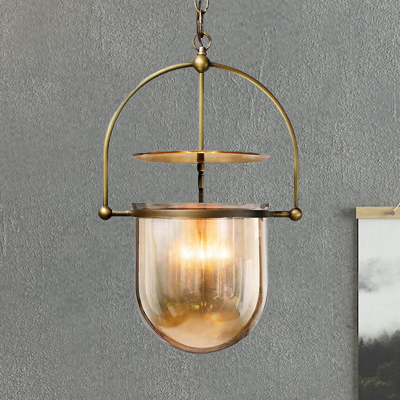 Dome Glass Shade Pendant Light Modern Metal 1 Lights Black/Brass Ceiling Hang Lamp Brass Clearhalo 'Ceiling Lights' 'Close To Ceiling Lights' 'Glass shade' 'Glass' 'Modern Pendants' 'Modern' 'Pendant Lights' 'Pendants' Lighting' 246898