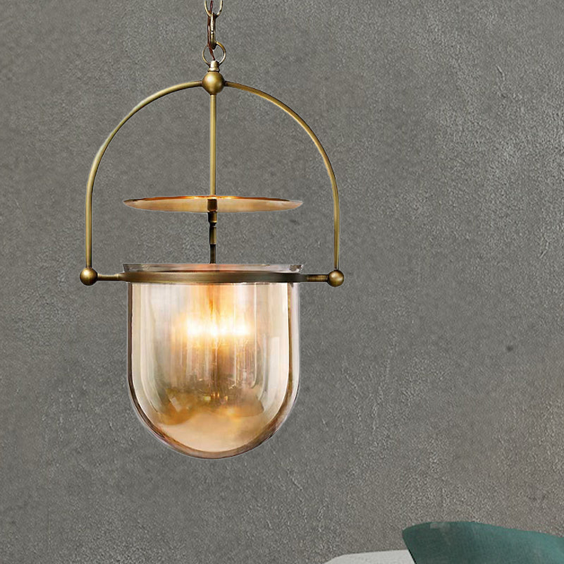 Dome Glass Shade Pendant Light Modern Metal 1 Lights Black/Brass Ceiling Hang Lamp Clearhalo 'Ceiling Lights' 'Close To Ceiling Lights' 'Glass shade' 'Glass' 'Modern Pendants' 'Modern' 'Pendant Lights' 'Pendants' Lighting' 246900