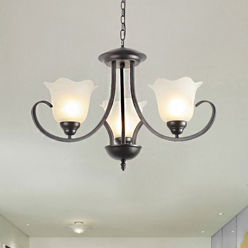 3/6/8 Lights Flared Chandelier Traditional Pewter Frosted Glass Pendant Light Fixture for Living Room Clearhalo 'Ceiling Lights' 'Chandeliers' Lighting' options 247011