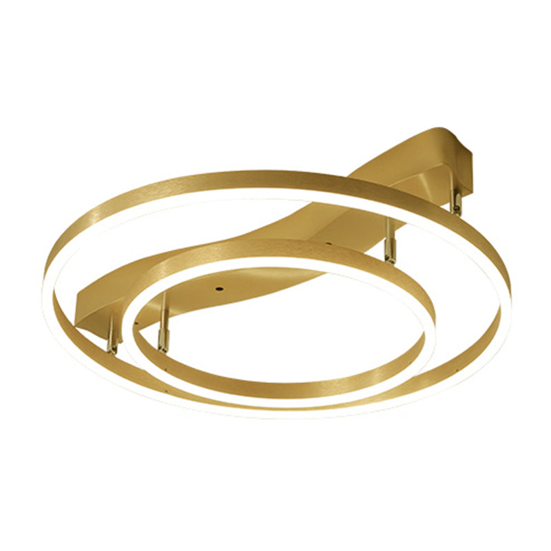 Gold Finish Ring Ceiling Mount Lamp Artistic Metal Adjustable LED Semi Flush Light Gold 23.5" Warm Clearhalo 'Ceiling Lights' 'Close To Ceiling Lights' 'Close to ceiling' 'Semi-flushmount' Lighting' 2471990