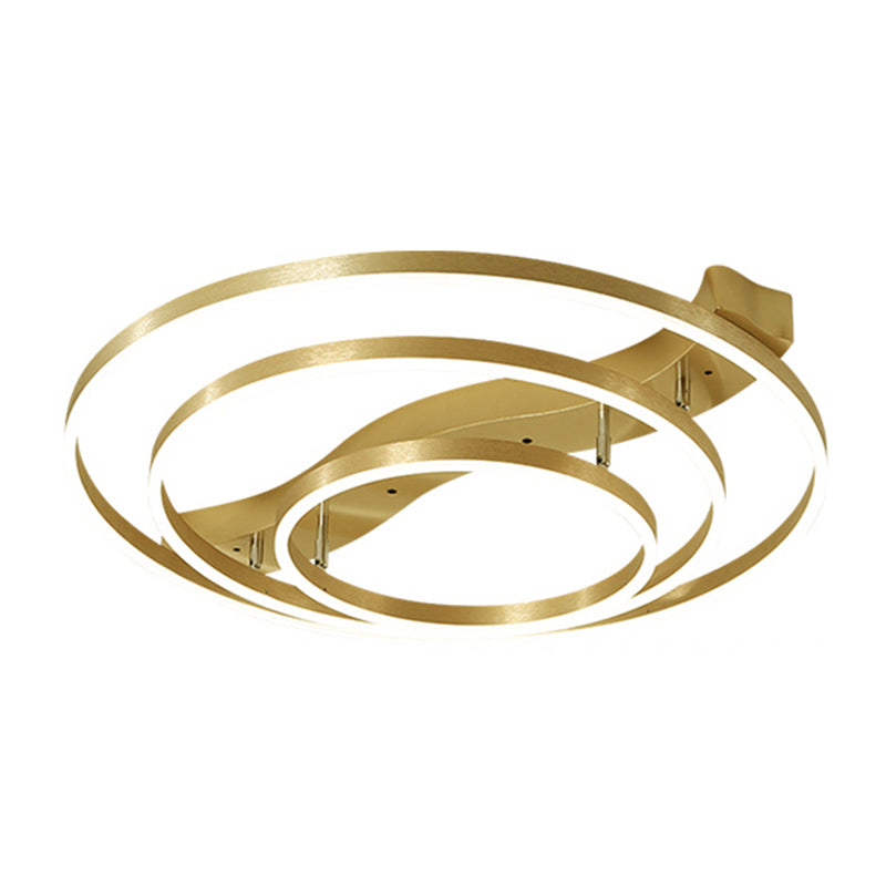 Gold Finish Ring Ceiling Mount Lamp Artistic Metal Adjustable LED Semi Flush Light Gold 31.5" White Clearhalo 'Ceiling Lights' 'Close To Ceiling Lights' 'Close to ceiling' 'Semi-flushmount' Lighting' 2471993