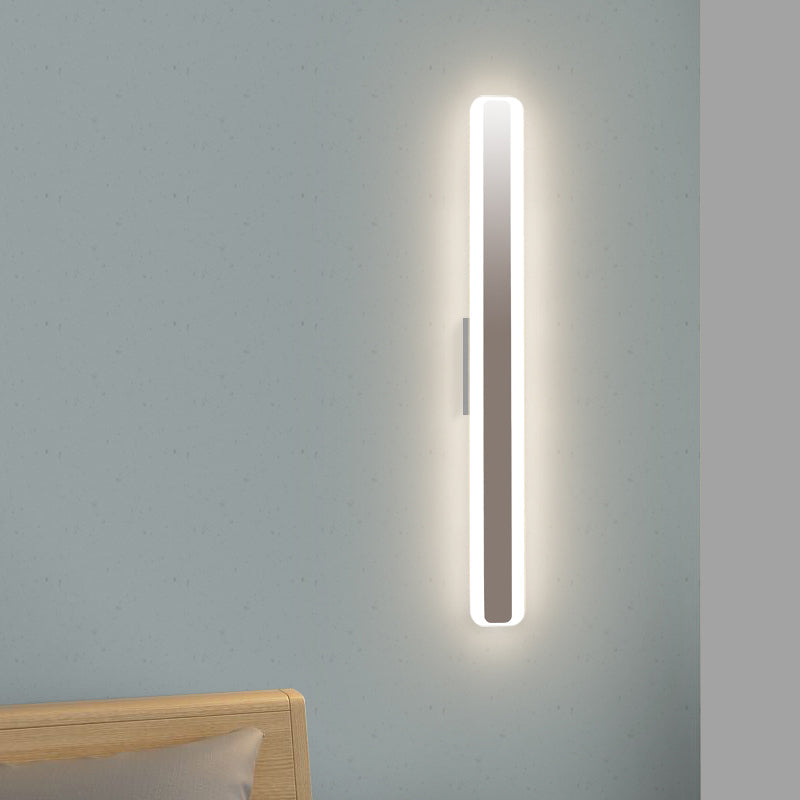 Contemporary 16"/20" Wide LED Vanity Light with Acrylic Shade White Rectangular Mirror Lamp in Warm/White Light White Clearhalo 'Modern wall lights' 'Modern' 'Vanity Lights' 'Wall Lights' Lighting' 2472036