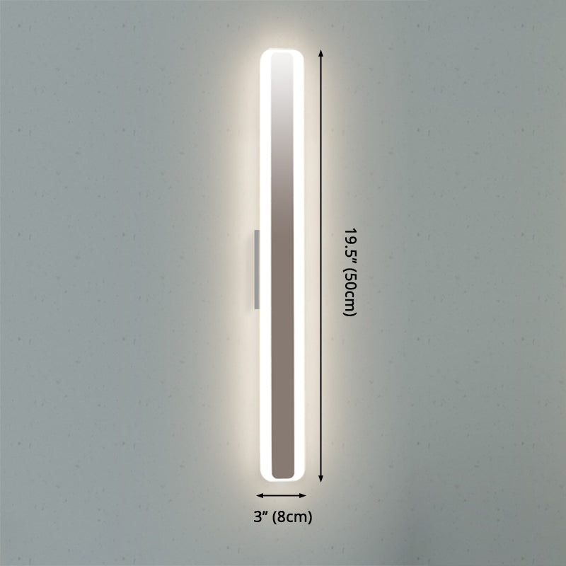 Contemporary 16"/20" Wide LED Vanity Light with Acrylic Shade White Rectangular Mirror Lamp in Warm/White Light Clearhalo 'Modern wall lights' 'Modern' 'Vanity Lights' 'Wall Lights' Lighting' 2472039