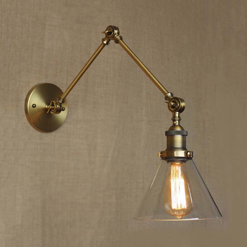 1 Light Tapered Sconce Light Fixture Vintage Style Satin Brass/Chrome/Antique Brass Clear Glass Wall Lamp for Living Room Brushed Brass Clearhalo 'Art deco wall lights' 'Cast Iron' 'Glass' 'Industrial wall lights' 'Industrial' 'Middle century wall lights' 'Modern' 'Rustic wall lights' 'Tiffany' 'Traditional wall lights' 'Wall Lamps & Sconces' 'Wall Lights' Lighting' 247530