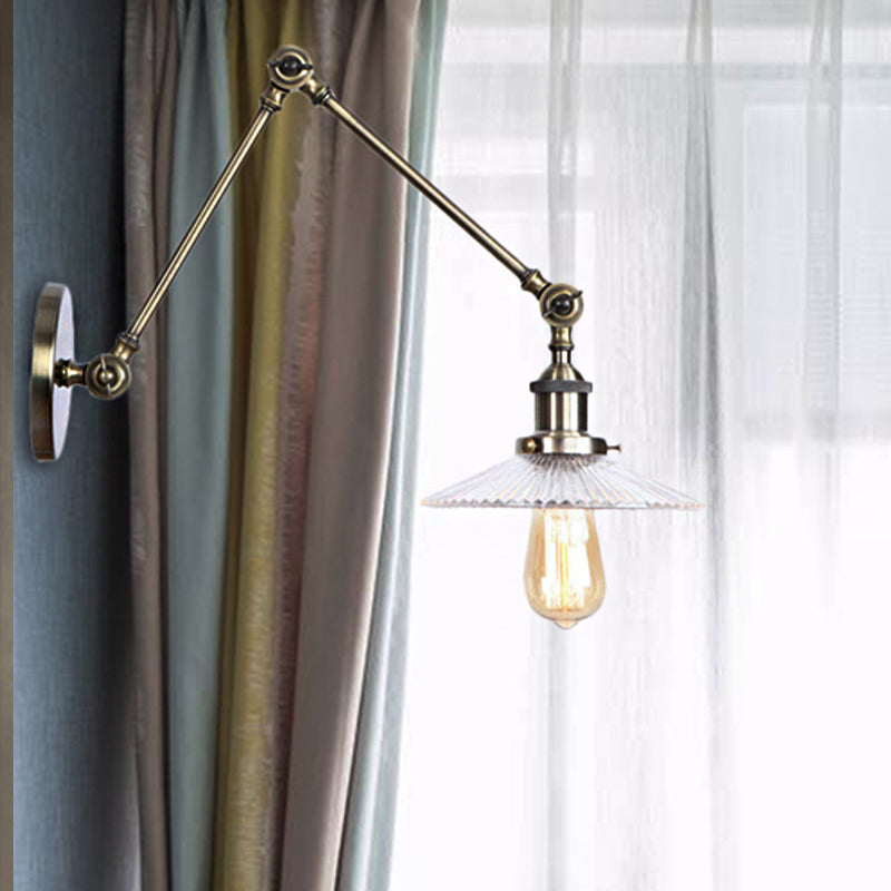 Saucer Living Room Sconce Light Fixture Rustic Style Prismatic Glass 1 Light Black/Silver/Brass Wall Lamp Silver Clearhalo 'Cast Iron' 'Glass' 'Industrial wall lights' 'Industrial' 'Middle century wall lights' 'Modern' 'Tiffany' 'Traditional wall lights' 'Wall Lamps & Sconces' 'Wall Lights' Lighting' 247641