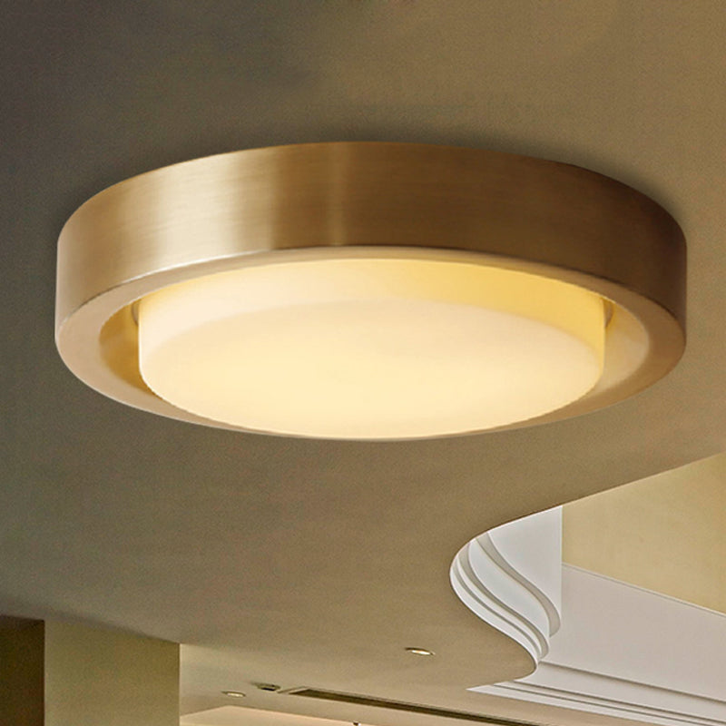 15"/19" W������Black/Brass������Drum Ceiling Light Fixture Classic������Frosted Glass������LED������Bedroom������Flush Mount������in������White/Warm������Light Clearhalo 'Ceiling Lights' 'Close To Ceiling Lights' 'Close to ceiling' 'Flush mount' Lighting' 247681