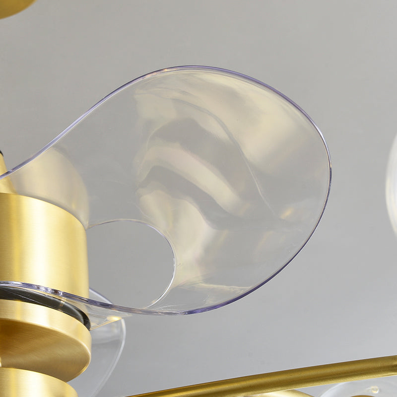 39.5" Wide Dual Glass Ball Fan Light Fixture Simplicity Brass Remote Control Semi Flush Mount Light, 3-Blade Clearhalo 'Ceiling Fans with Lights' 'Ceiling Fans' 'Modern Ceiling Fans' 'Modern' Lighting' 2477485