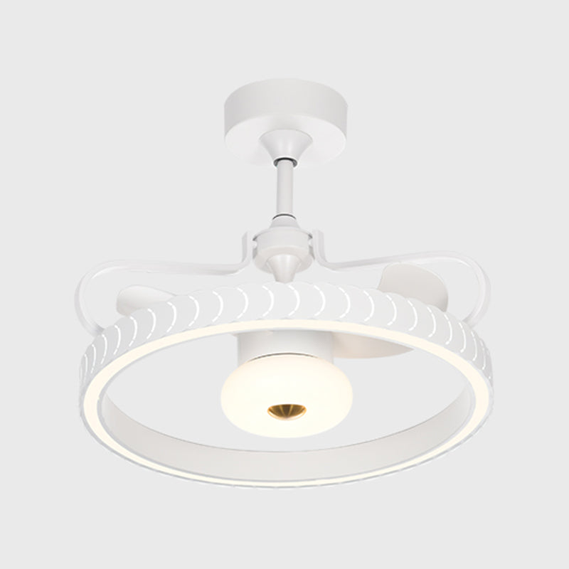 26.5" W Remote Control Crown Shaped LED Fan Light Postmodern Acrylic Living Room Semi Flush Light with 3 Blades Clearhalo 'Ceiling Fans with Lights' 'Ceiling Fans' 'Modern Ceiling Fans' 'Modern' Lighting' 2477566