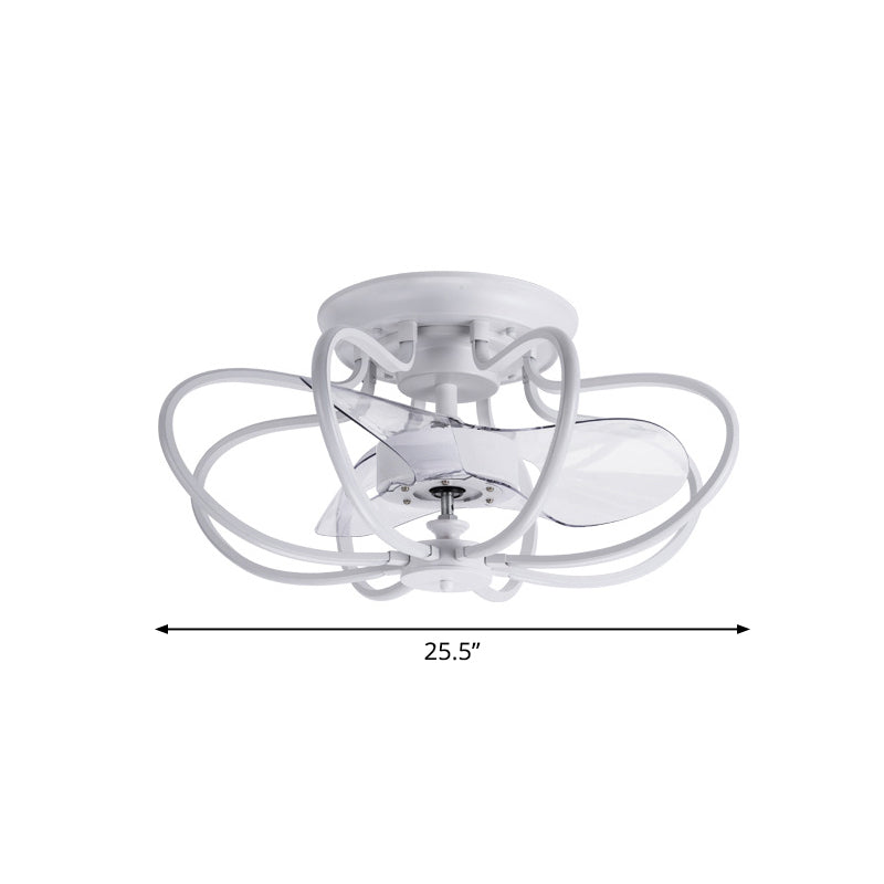 Minimalist Cage Ceiling Fan Light Acrylic Dining Room LED Semi Flush Mount with Remote Control Clearhalo 'Ceiling Fans with Lights' 'Ceiling Fans' 'Modern Ceiling Fans' 'Modern' Lighting' 2477628