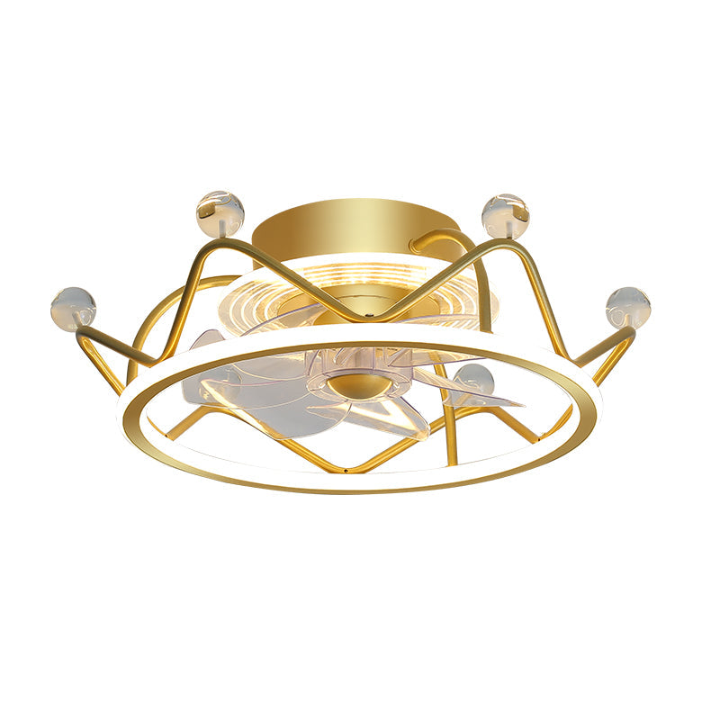 Gold Circular LED Semi Flush Mount Simplicity Acrylic Remote Control Ceiling Fan Lighting Fixture Clearhalo 'Ceiling Fans with Lights' 'Ceiling Fans' 'Modern Ceiling Fans' 'Modern' Lighting' 2477678