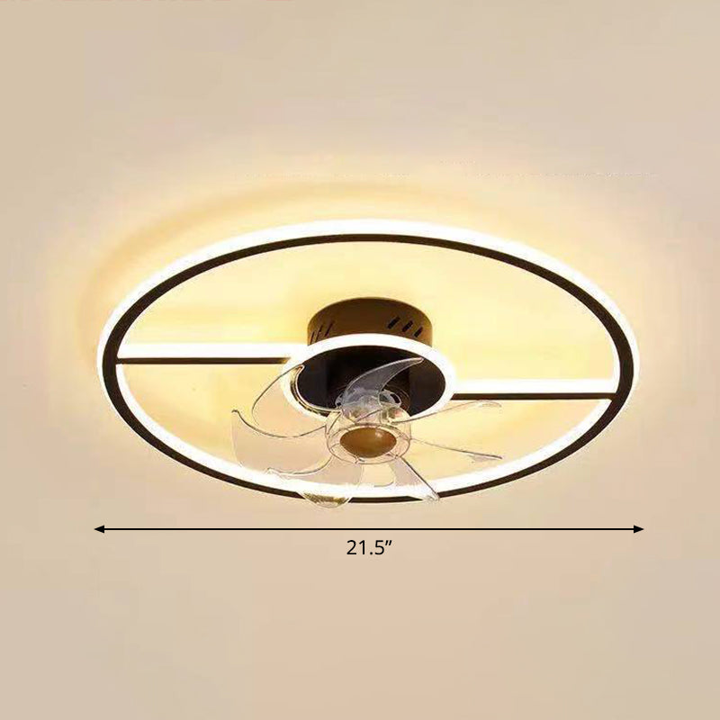 Remote Control Rectangular Ceiling Fan Lamp Contemporary Acrylic Living Room LED Semi Flush Light with 7-Blade Clearhalo 'Ceiling Fans with Lights' 'Ceiling Fans' 'Modern Ceiling Fans' 'Modern' Lighting' 2477688