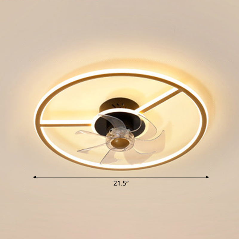 Remote Control Rectangular Ceiling Fan Lamp Contemporary Acrylic Living Room LED Semi Flush Light with 7-Blade Clearhalo 'Ceiling Fans with Lights' 'Ceiling Fans' 'Modern Ceiling Fans' 'Modern' Lighting' 2477691