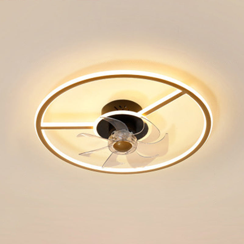 Remote Control Rectangular Ceiling Fan Lamp Contemporary Acrylic Living Room LED Semi Flush Light with 7-Blade Gold-Black Remote Clearhalo 'Ceiling Fans with Lights' 'Ceiling Fans' 'Modern Ceiling Fans' 'Modern' Lighting' 2477698