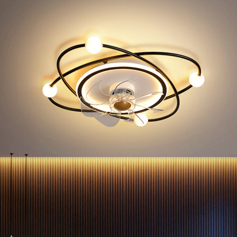 Orbit Acrylic LED Semi Mount Lighting Nordic Remote Control 6 Blades Ceiling Fan Light, 21" Wide Clearhalo 'Ceiling Fans with Lights' 'Ceiling Fans' 'Modern Ceiling Fans' 'Modern' Lighting' 2477701