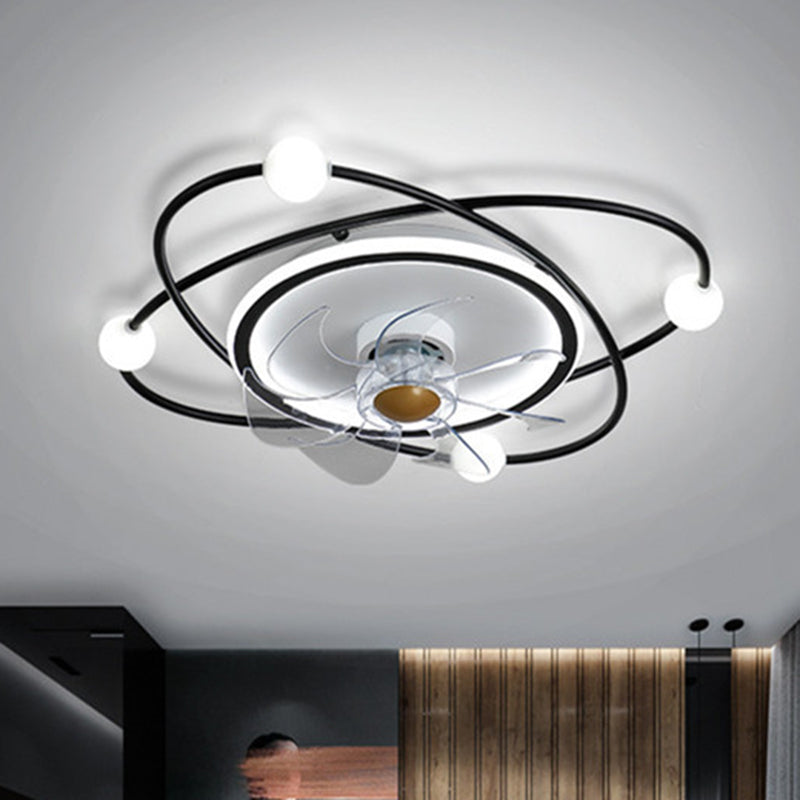 Orbit Acrylic LED Semi Mount Lighting Nordic Remote Control 6 Blades Ceiling Fan Light, 21" Wide Clearhalo 'Ceiling Fans with Lights' 'Ceiling Fans' 'Modern Ceiling Fans' 'Modern' Lighting' 2477702