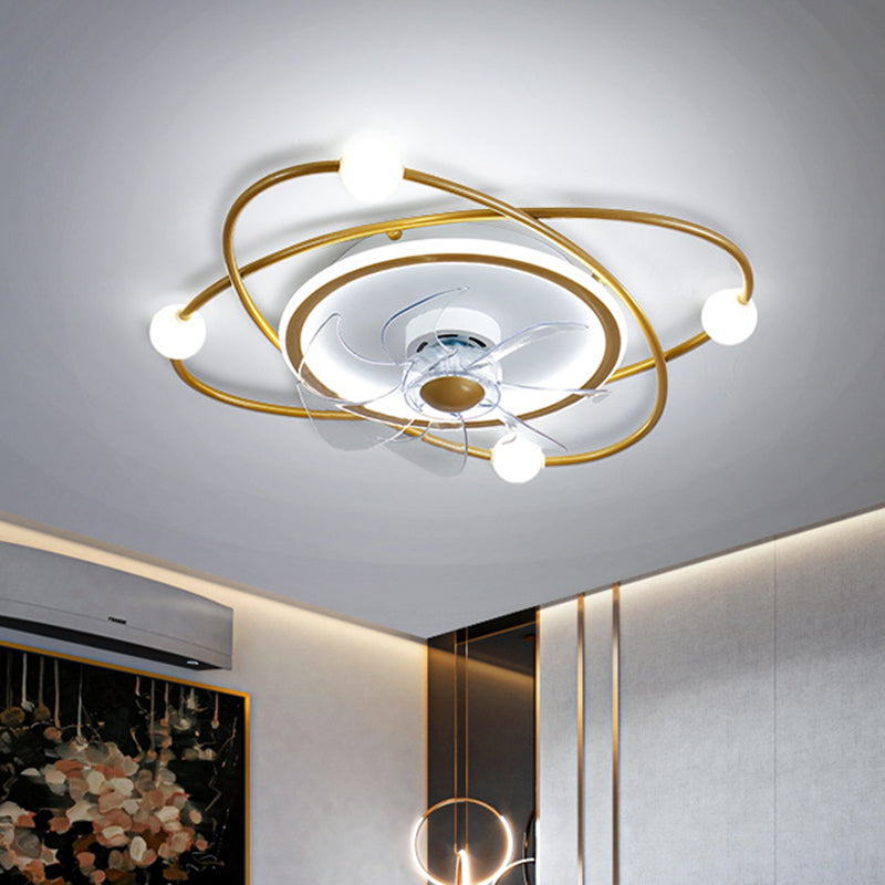 Orbit Acrylic LED Semi Mount Lighting Nordic Remote Control 6 Blades Ceiling Fan Light, 21" Wide Clearhalo 'Ceiling Fans with Lights' 'Ceiling Fans' 'Modern Ceiling Fans' 'Modern' Lighting' 2477703