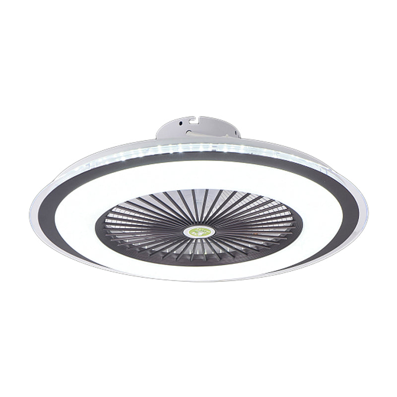 23.5" Wide Round Kids Bedroom Semi Flush Light Acrylic LED Macaron Ceiling Fan Light with 5-Blade and Remote Dark Coffee Remote Clearhalo 'Ceiling Fans with Lights' 'Ceiling Fans' 'Kids Ceiling Fans' 'Kids' Lighting' 2477844