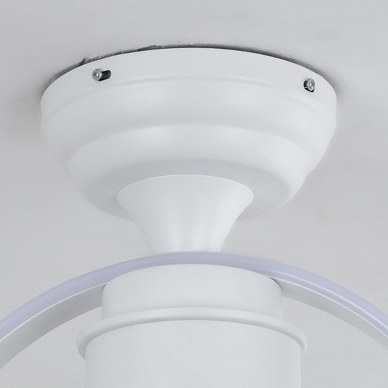 7 Blades Macaron Circular Ceiling Fan Light Acrylic Bedroom 19.5" Wide LED Semi Flush Light Fixture with Remote Clearhalo 'Ceiling Fans with Lights' 'Ceiling Fans' 'Modern Ceiling Fans' 'Modern' Lighting' 2477865