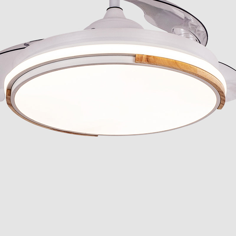 Nordic 3 Blades LED Pendant Fan Lighting Round Remote Control Semi-Flush Light with Acrylic Shade Clearhalo 'Ceiling Fans with Lights' 'Ceiling Fans' 'Modern Ceiling Fans' 'Modern' Lighting' 2477892